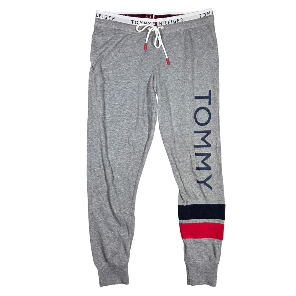 Tommy Hilfiger Womens Gray Logo Joggers Sweatpants Size Small Lounge Basic